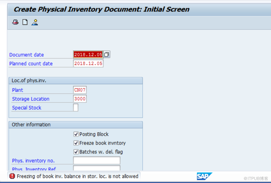 SAP MM MI01介面上的‘Freeze book inventory’標記初探