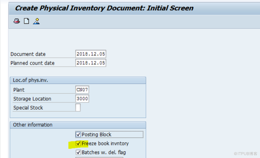 SAP MM MI01介面上的‘Freeze book inventory’標記初探