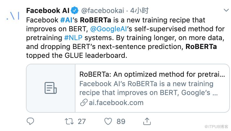 重回榜首！Facebook開源加強版BERT，全面超越XLNet