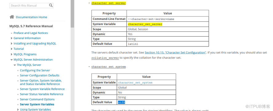 MySQL 不同版本預設字符集