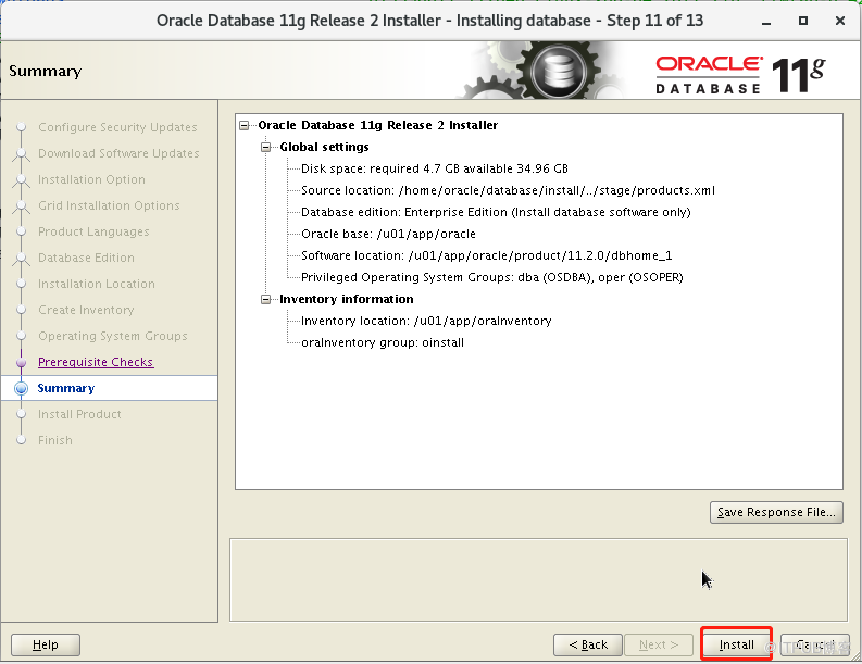 oracle11g安裝  單例項  系統centos7