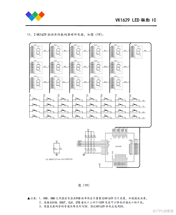 LED驅動IC，數顯驅動控制電路-數碼管顯示驅動晶片-VK1629 LQFP44技術資料