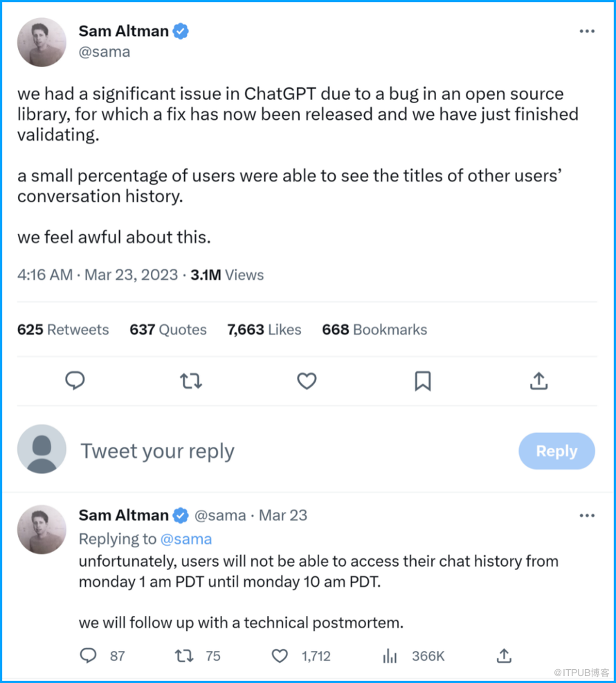Redis-py 在连接取消状态下会话错乱的 bug,CEO Sam Altman 也在 twitter 出来道歉。