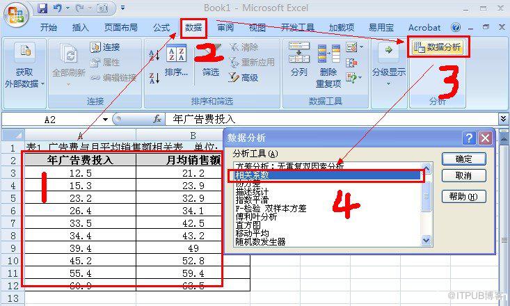 用Excel进行数据分析:计算相关系数