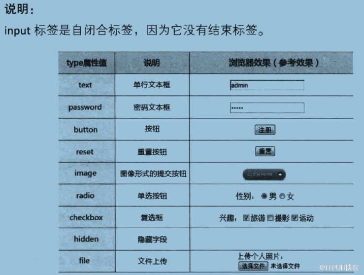 HTML表單中的input標籤