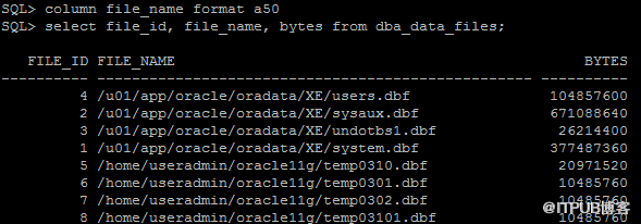 Oracle基本表空间管理命令