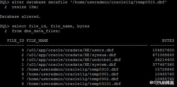 Oracle基本表空间管理命令