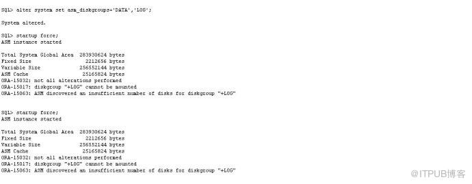 修改asm_diskgroups&nbsp;<wbr>加入不存在的+LOG的磁盘组，一直报错，修复过程