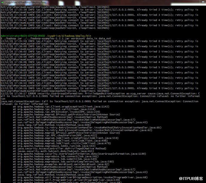[转载]3.Windows下Cygwin环境的Hadoop安装-遇到的问题和解决方法